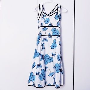 butterfly and hibiscus flower midi halter dress